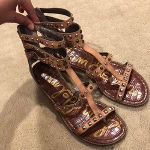 WORN Sam Edelman Brown leather zip up sandals